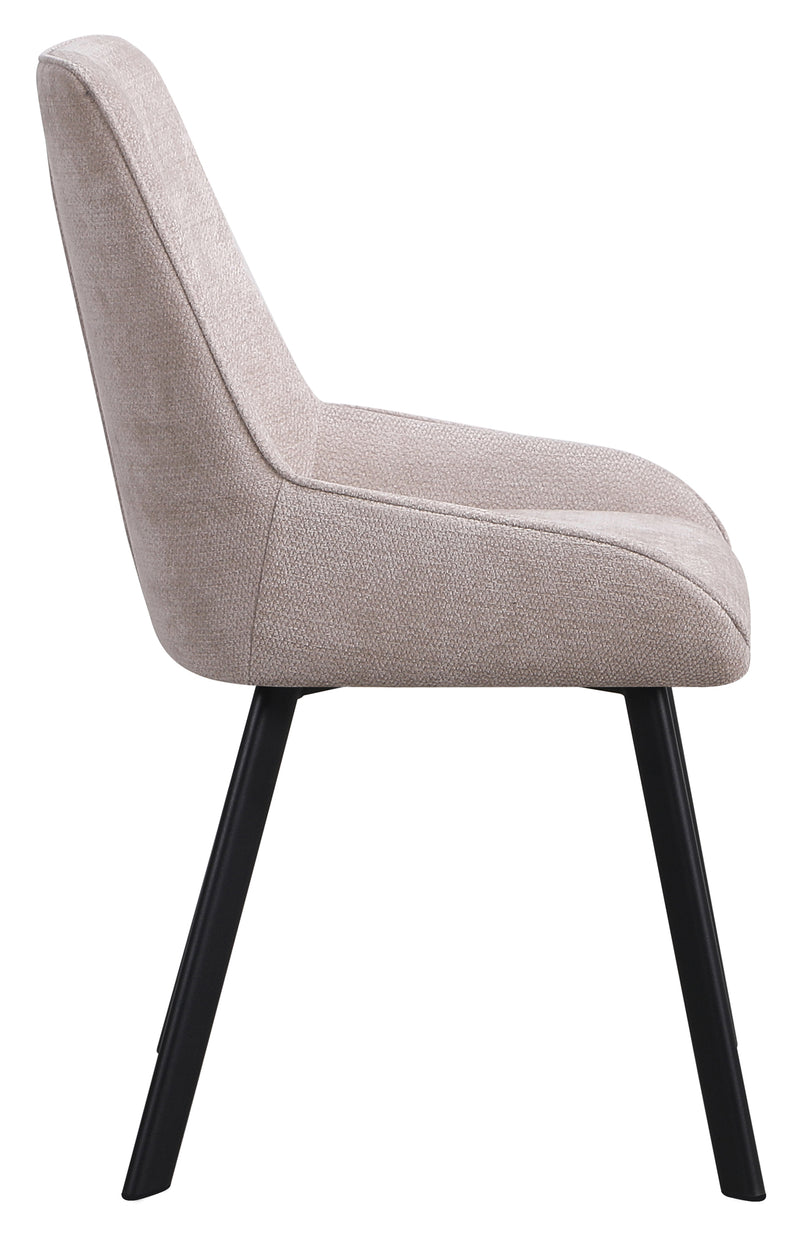 Dimo Sedia Kim in Tessuto Beige con Gambe in Metallo Nero 57 x 52 x 87 cm – Sedia Moderna da Pranzo e Soggiorno