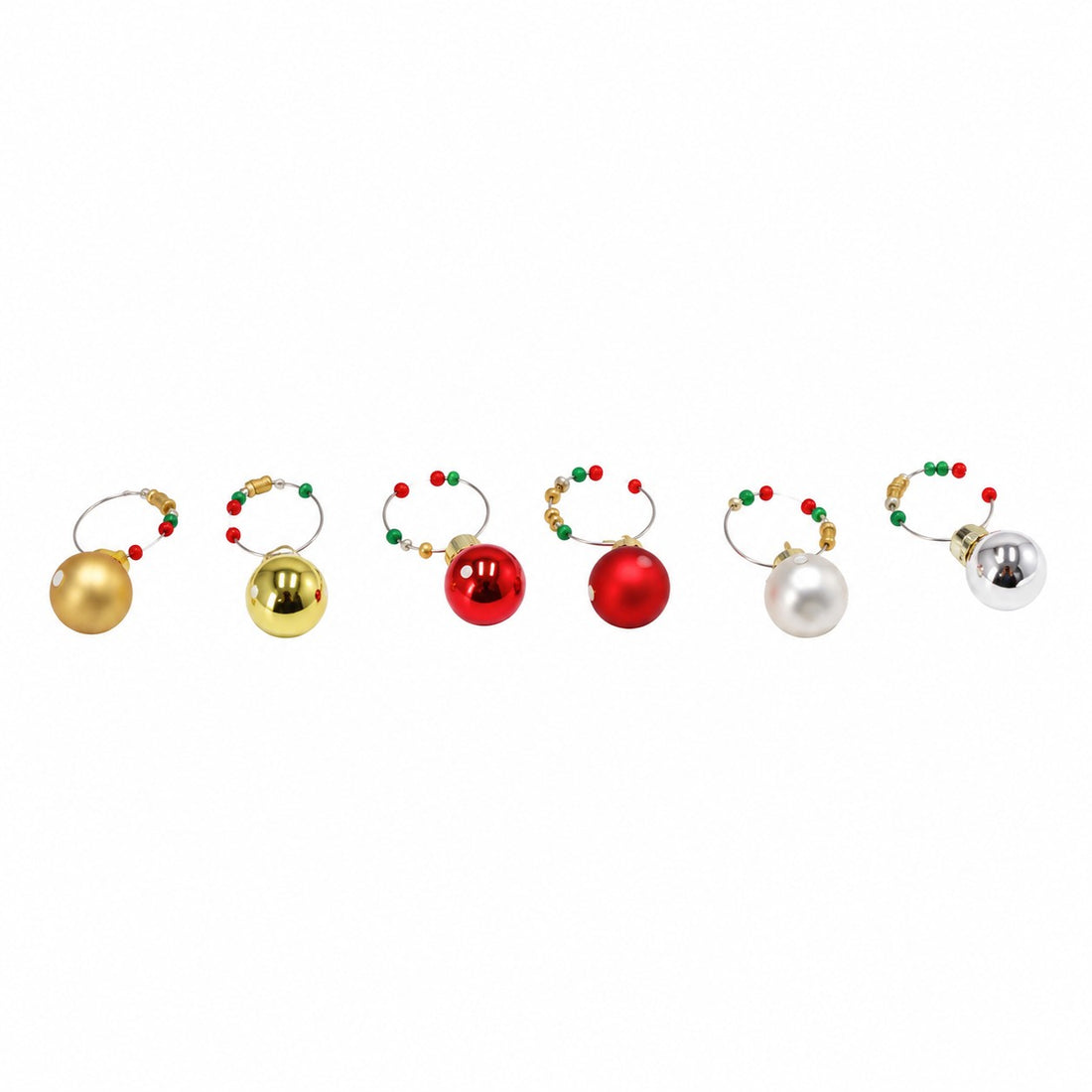 Ad Trend Set 6 Segnabicchieri Natalizi in Vetro a Forma di Palline di Natale Assortiti 1 Confezione – Accessori Decorativi per la Tavola di Natale
