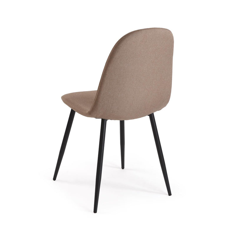 Versa Sedia da Pranzo Nora Color Cammello in Tessuto con Gambe in Metallo Nero – Sedia Moderna per Cucina e Soggiorno