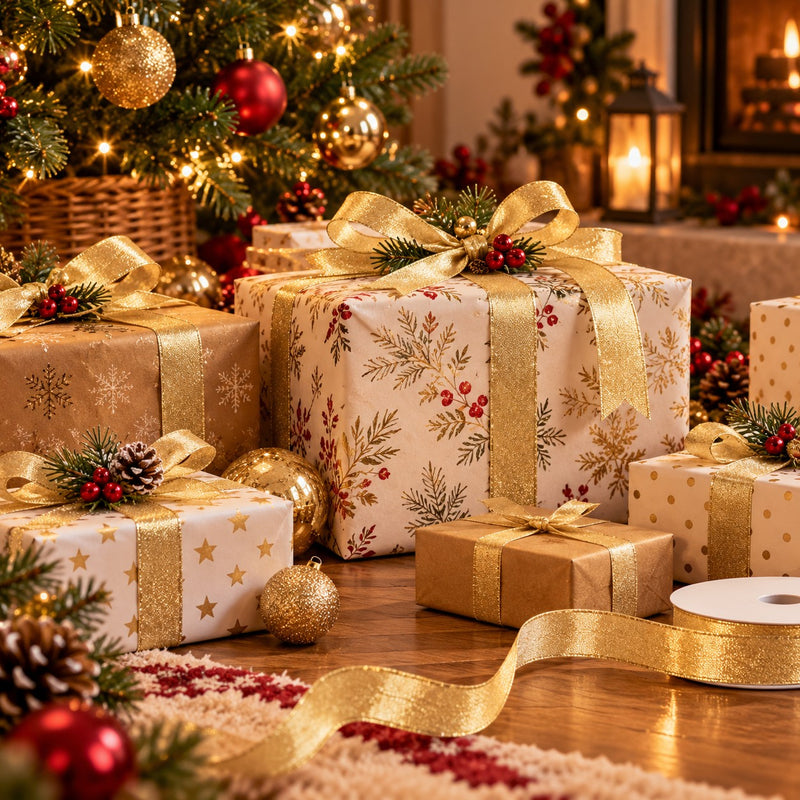 Piovaccari Nastro Natalizio Frederik Cream 25 mm x 25 m – Nastro Decorativo per Albero di Natale, Fiocchi e Confezioni Regalo