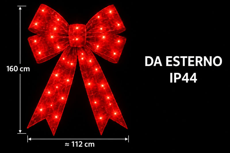 Bonturi Casa Fiocco Rosso Led Natale 160cm 216 LED IP 44