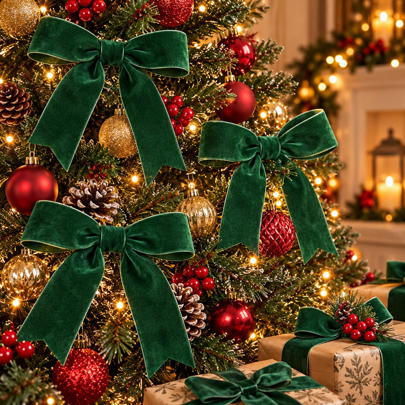 Piovaccari Nastro Natalizio Double Velvet Verde Scuro 40 mm x 7 m – Nastro in Velluto Decorativo per Albero di Natale, Fiocchi e Pacchi Regalo