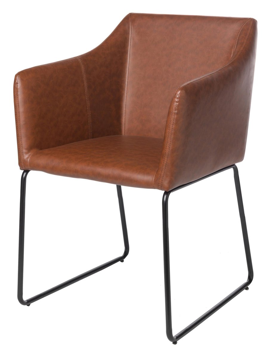 DI.MO Poltroncina Allison in Similpelle PU Marrone 58 x 53 x 84 cm – Poltrona Moderna per Sala da Pranzo e Soggiorno