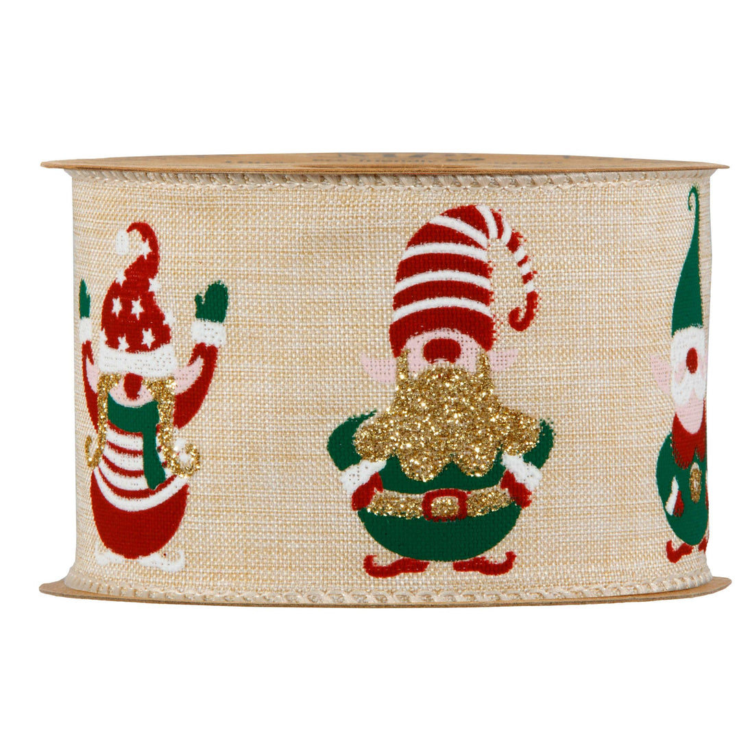 Piovaccari Nastro Natalizio Elfs 63 mm x 10 m – Nastro Decorativo con Elfi di Natale per Albero, Fiocchi e Confezioni Regalo