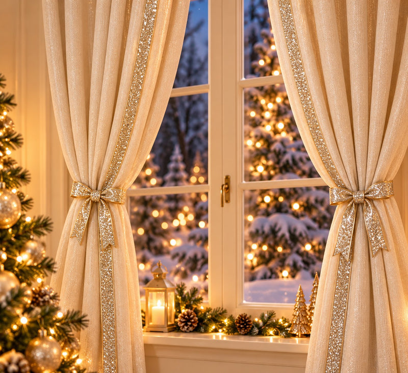 Piovaccari Nastro Desirée Champagne 25 mm x 10 m – Nastro Decorativo Natalizio per Albero di Natale, Fiocchi e Confezioni Regalo