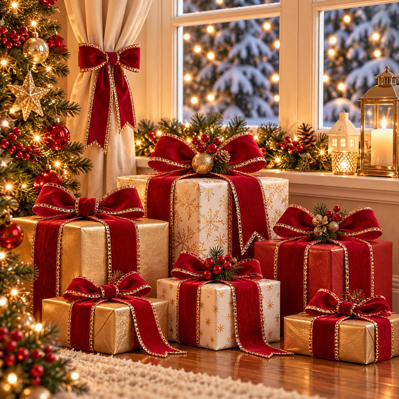 Piovaccari Nastro Double Sides Velvet & Glitter Rosso 63 mm x 10 m – Nastro Natalizio in Velluto e Glitter per Albero di Natale, Fiocchi e Confezioni Regalo