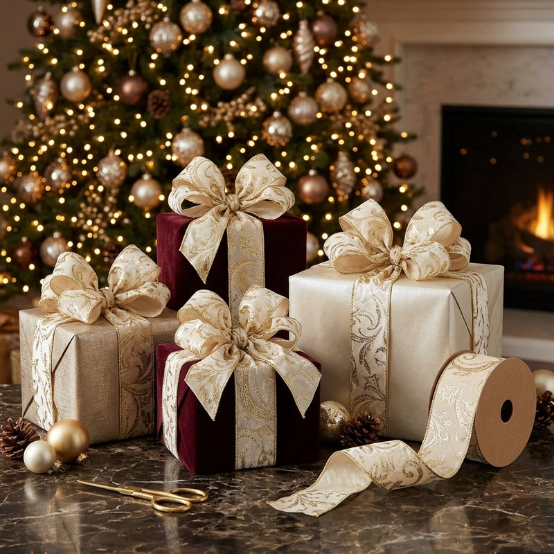 Piovaccari Nastro Velours d’Orient 100 mm x 10 m – Nastro Decorativo Natalizio per Albero di Natale, Fiocchi e Confezioni Regalo