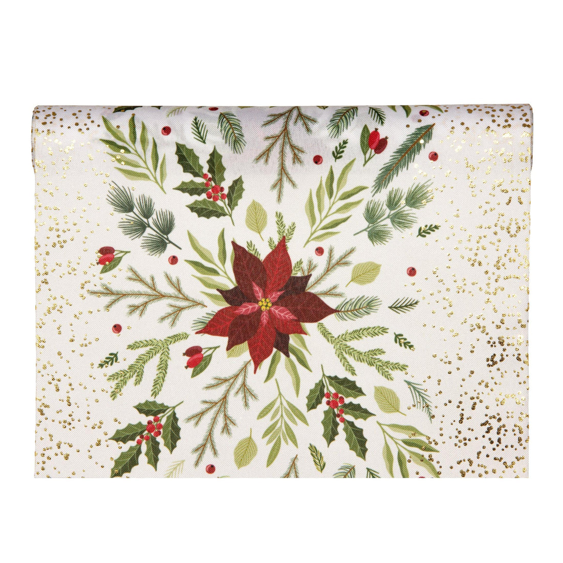 Piovaccari Runner Christmas Star with Gold 28 cm x 2,5 m – Runner Natalizio con Stelle Dorate per Decorazioni Tavola, Centrotavola e Addobbi di Natale