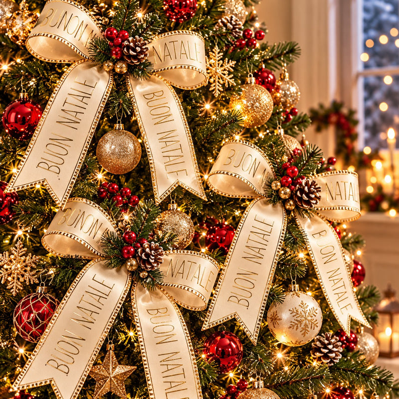 Piovaccari NASTRO BUON NATALE MM25X15MT CREAM Piovaccari Nastro Buon Natale Cream 25 mm x 15 m – Nastro Decorativo Natalizio Color Crema con Scritta Buon Natale per Albero, Fiocchi, Pacchi Regalo e Addobbi Natalizi