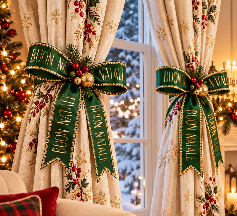 Piovaccari Nastro Buon Natale Courtyard 25 mm x 15 m – Nastro Decorativo Natalizio con Scritta Buon Natale per Albero, Fiocchi, Pacchi Regalo e Addobbi Natalizi