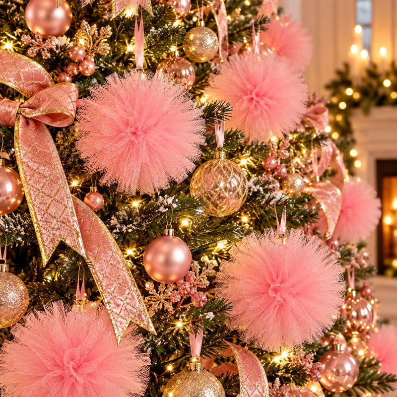 Piovaccari Pon Pon Rosa Ø25 cm – Decorazione Natalizia per Albero di Natale, Addobbi, Feste e Allestimenti Decorativi