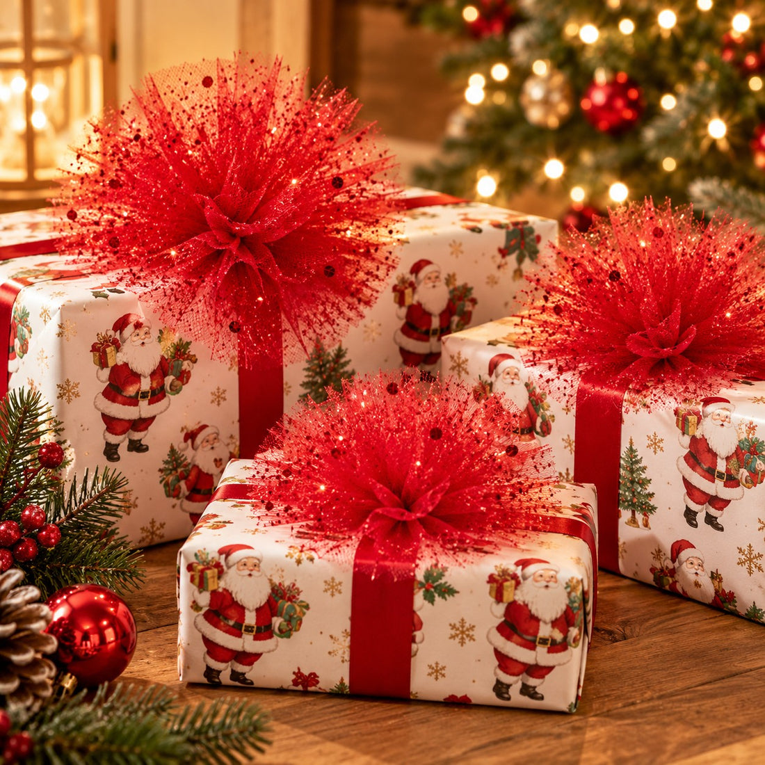 Piovaccari Pon Pon Rosso Ø16 cm – Decorazione Natalizia per Albero di Natale, Addobbi, Feste e Allestimenti Decorativi