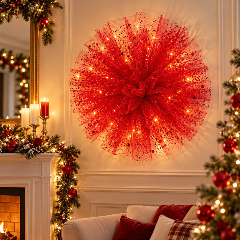Piovaccari Pon Pon Rosso Ø50 cm – Decorazione Natalizia per Albero di Natale, Addobbi, Feste e Allestimenti Decorativi
