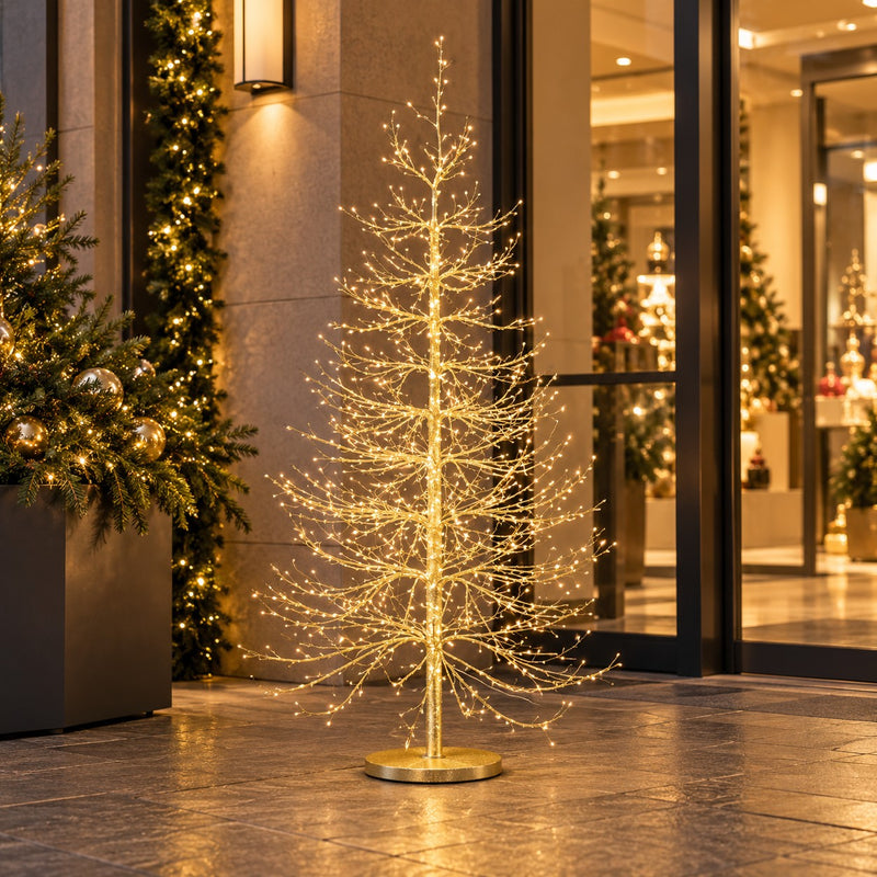 EDG Enzo De Gasperi Albero di Natale Faggio Oro Rich 1440 MicroLED H150 Ø105 cm IP44 – Albero Luminoso da Esterno