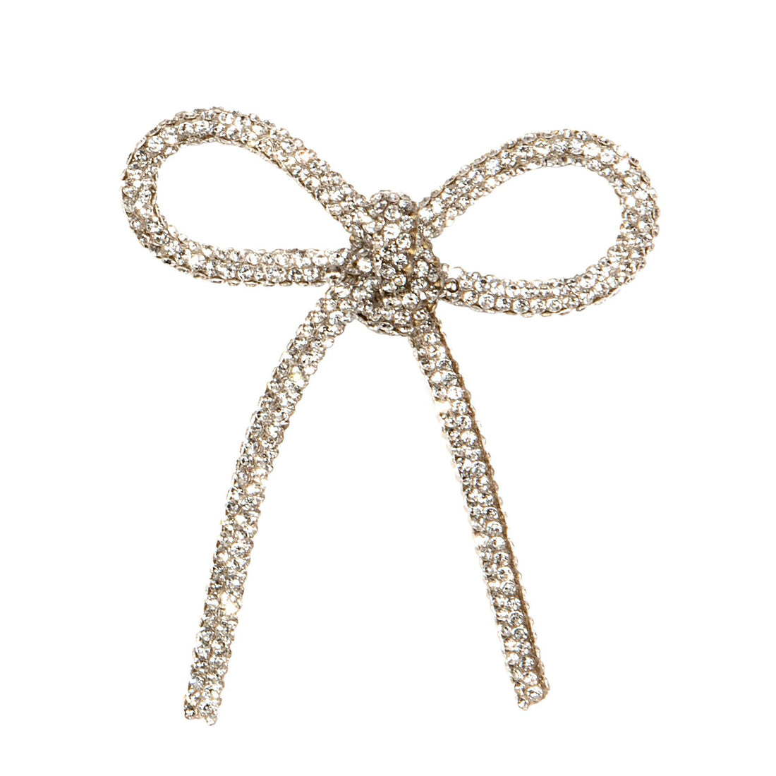 Piovaccari Fiocco Natalizio Bows with Diamonds Argento 6,5xH7 cm – Fiocco Decorativo con Diamanti per Albero di Natale, Addobbi e Confezioni Regalo