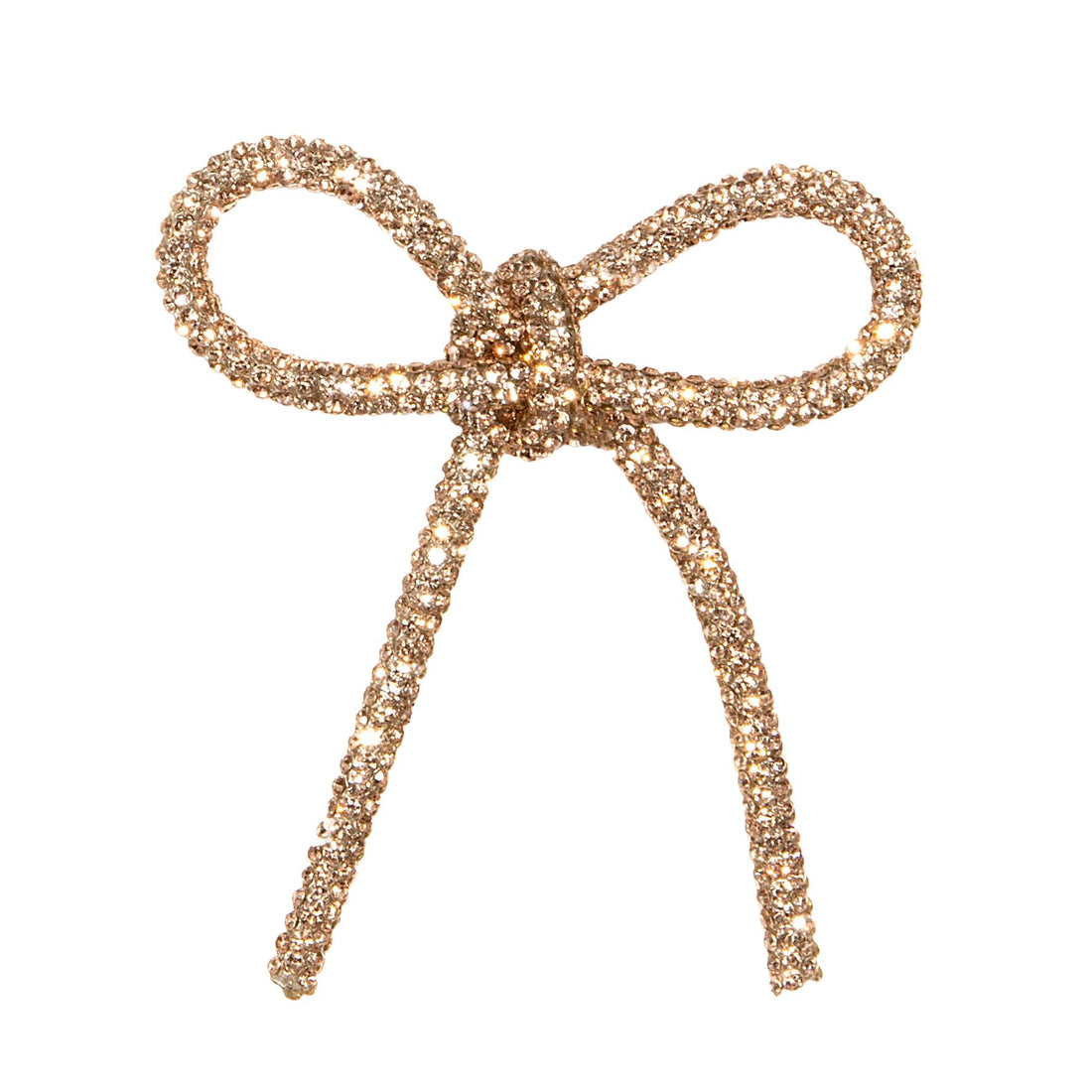 Piovaccari Fiocco Natalizio Bows with Diamonds Oro Rosa 6,5xH7 cm – Fiocco Decorativo con Diamanti per Albero di Natale, Addobbi e Confezioni Regalo
