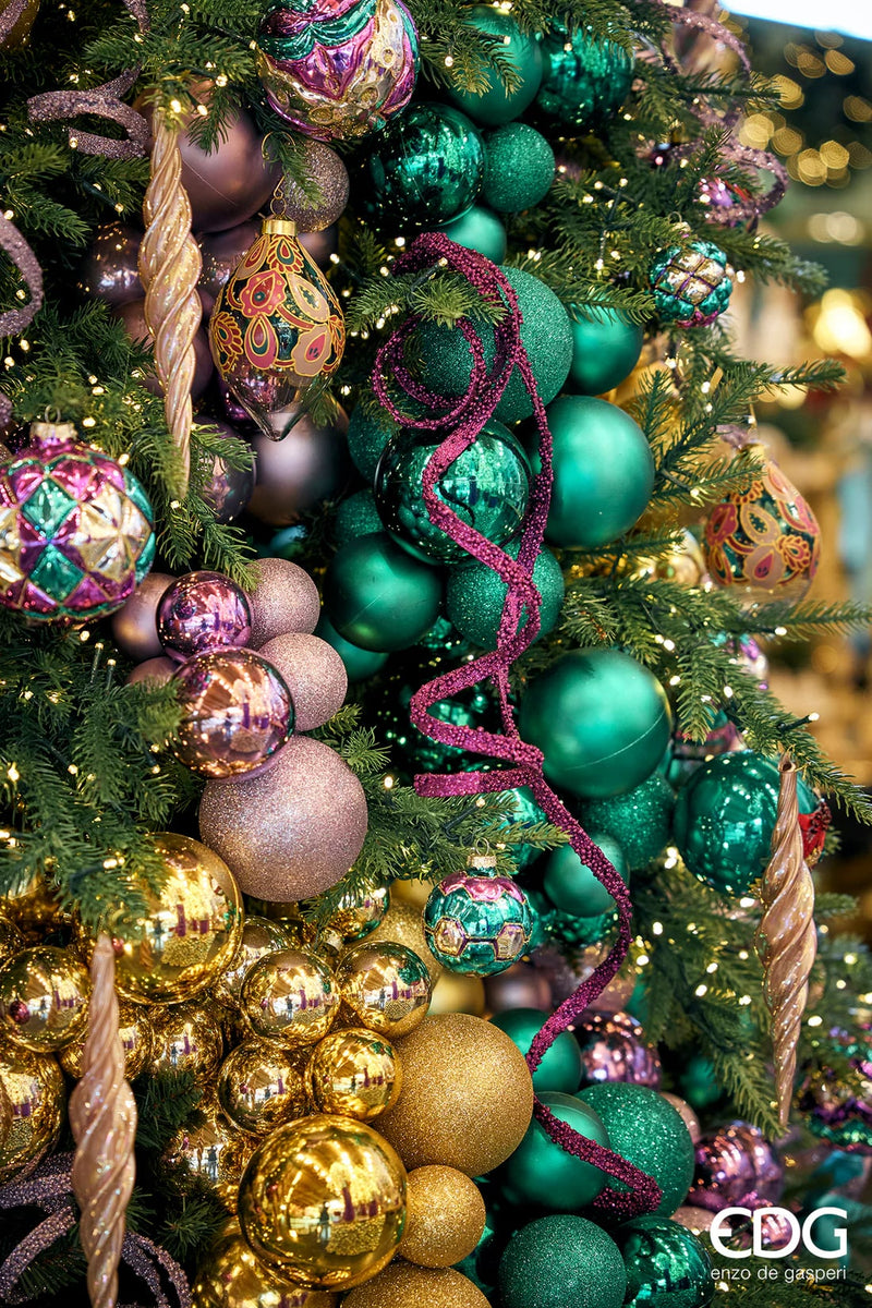 EDG Enzo De Gasperi Grappolo Palla Natale Pvc 5 Pz Burgundy