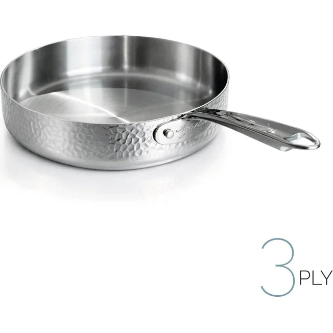 AGNELLI Padella Aluinox Martellato 3Ply 24x6 Cm 1 Manico Acciaio Inox