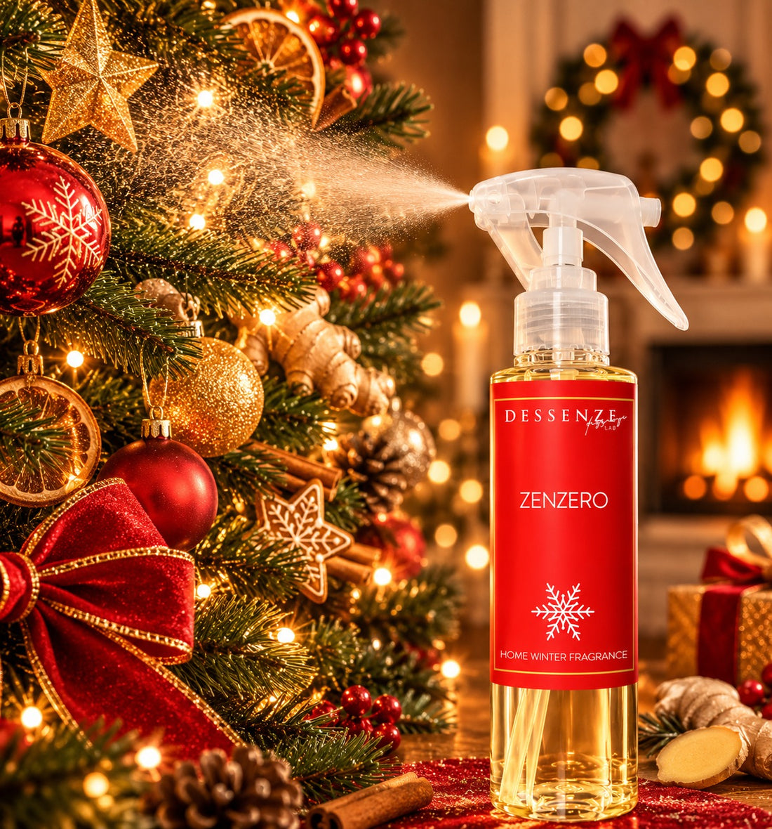 DESSENZE Profumo per Albero di Natale Christmas Spray allo Zenzero 100 ml – Spray Profumato Natalizio
