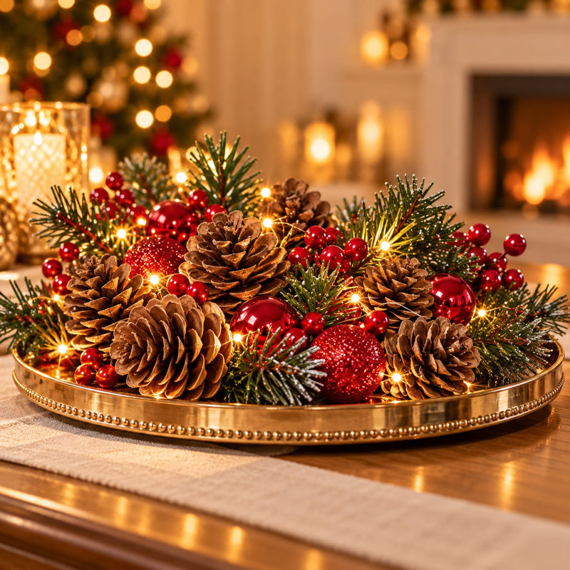 Piovaccari Set 15 Pigne Decorative Ø3 cm – Pigne per Albero di Natale, Addobbi Natalizi, Centrotavola e Fai da Te