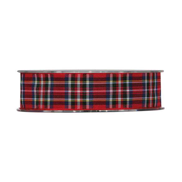 Piovaccari Nastro Natalizio Tartan Rosso 25 mm x 20 m – Nastro Scozzese Decorativo per Albero di Natale, Fiocchi e Pacchi Regalo
