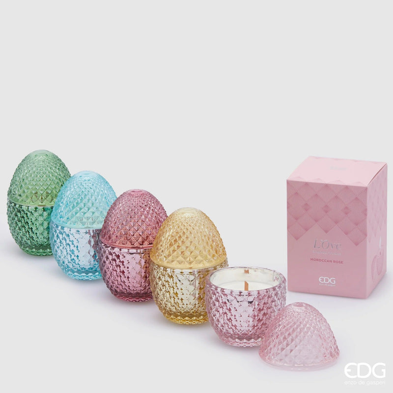 EDG Enzo De Gasperi Candela L'Ove a Forma di Uovo H 12 Cm D 8 Cm Waterlilly & Rose
