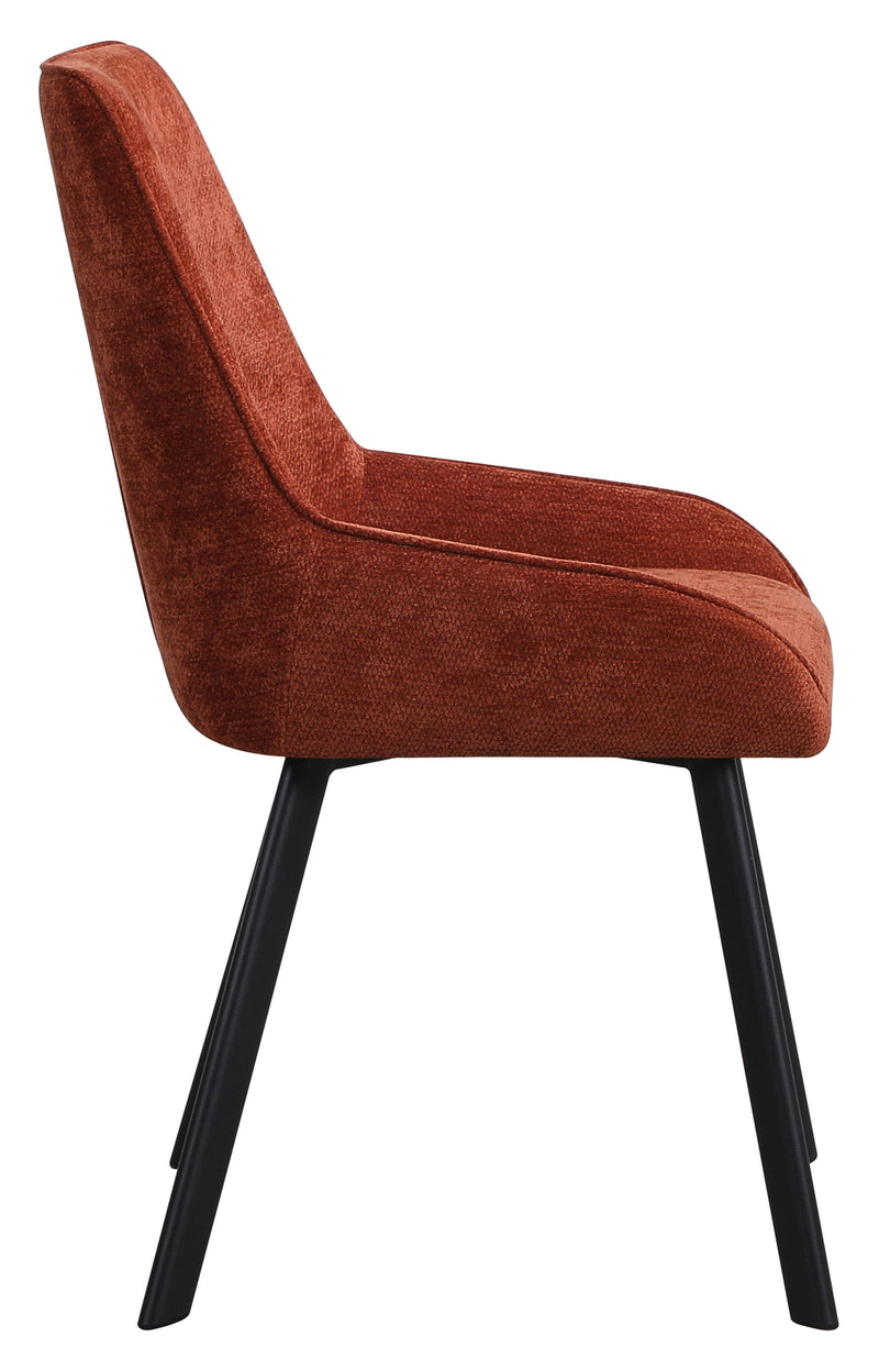 DI.MO Sedia Kim in Tessuto Mattone con Gambe in Metallo Nero 57 x 52 x 87 cm – Sedia Moderna da Pranzo e Soggiorno