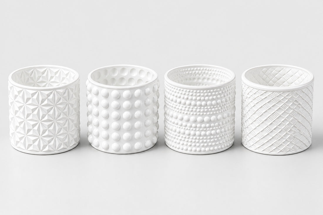 ARPIMEX Vasetti Vetro Portacandele D 7 Cm H 6,8 Cm Bianco Mix 4 Pz