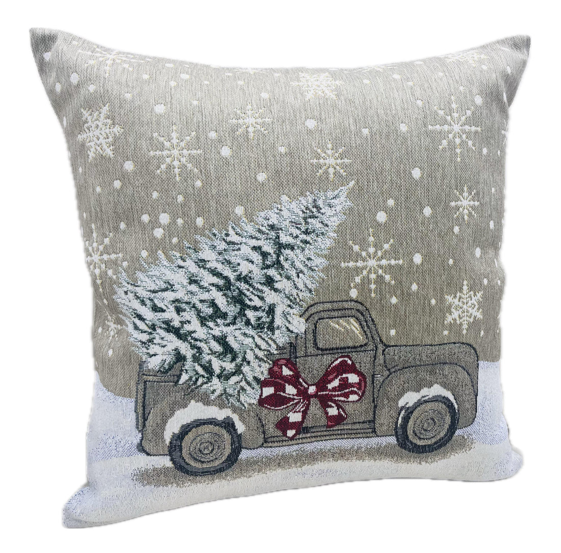 Bizzotto Fodera Cuscino Natalizio Motor Car 45x45 cm Sfoderabile – Copricuscino Decorativo per Divano e Arredo Casa
