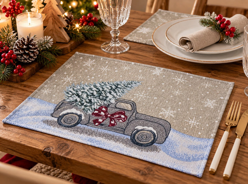 Bizzotto Tovaglietta Natalizia Motor Car 48x33 cm – Tovaglietta Americana Decorativa per la Tavola di Natale