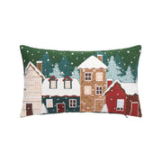 Bizzotto Cuscino Natalizio Snowlyn Paesaggio Verde 30x50 cm – Cuscino Decorativo di Natale con Fodera e Imbottitura in Poliestere