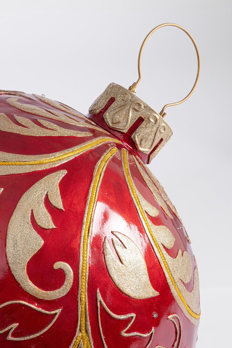 Bizzotto Decorazione Sferica Kinler Rossa con 6 LED 68,6x53,3 cm – Sfera Luminosa Decorativa per Natale