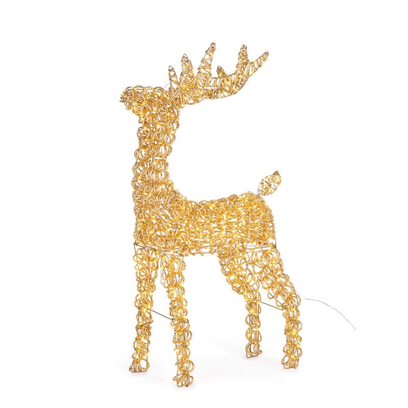 Bizzotto Renna Natalizia Zoe ST Oro 600 MicroLED Luce Calda IP20 53x23xH80 cm – Decorazione Luminosa