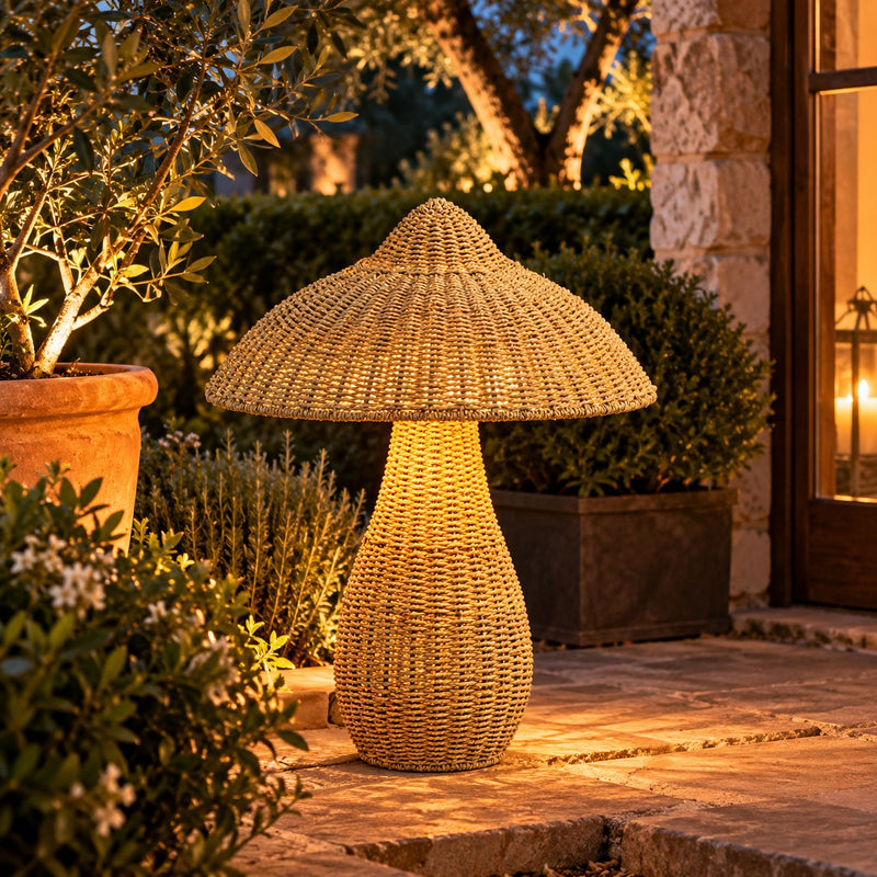 Bizzotto Fungo Natalizio Everen Stand in Seagrass Ø73xH90 cm – Decorazione Natalizia in Fibra Vegetale per la Casa