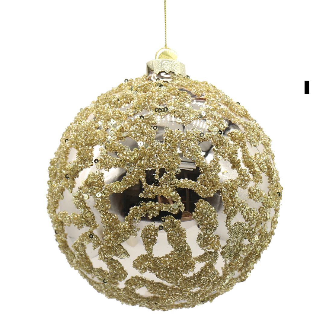 Bizzotto Sfera di Natale Luz Champagne D 15 cm in Vetro – Decorazione per Albero