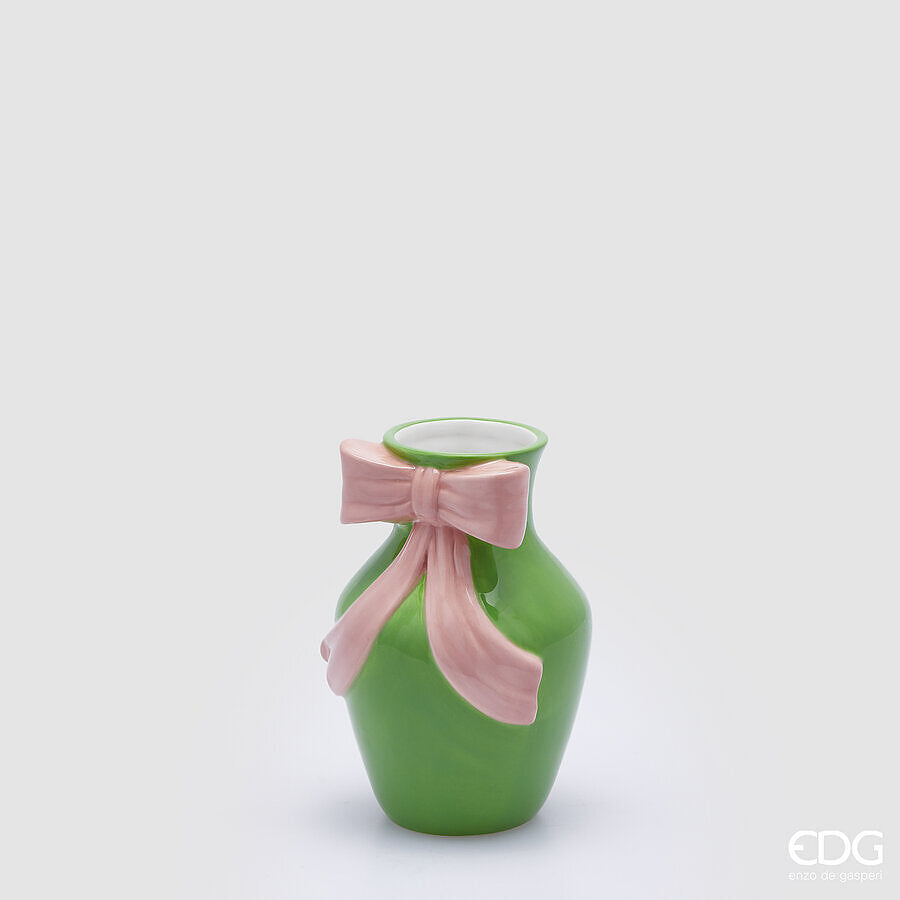 edg enzo de gasperi edg enzo de gasperi vasofiocco anfora h 18 d 12 cm ceramica green pink ean 8059824468086