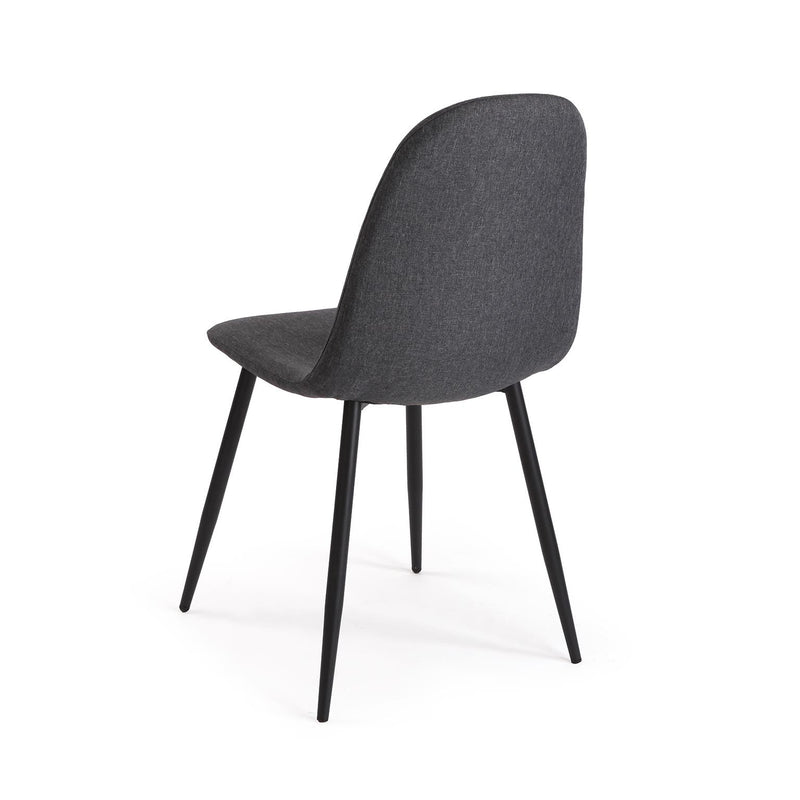 Versa Sedia da Pranzo Nora Color Grigio Scuro in Tessuto con Gambe in Metallo Nero – Sedia Moderna per Cucina e Soggiorno