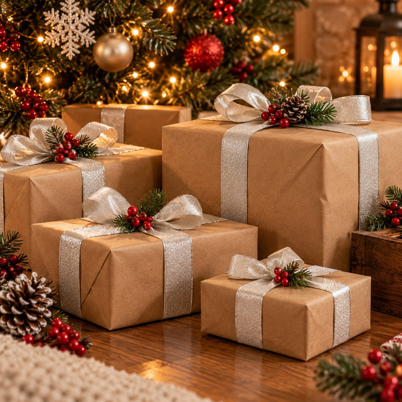 Piovaccari Nastro Natalizio Frederik Argento 25 mm x 25 m – Nastro Decorativo per Albero di Natale, Fiocchi e Confezioni Regalo