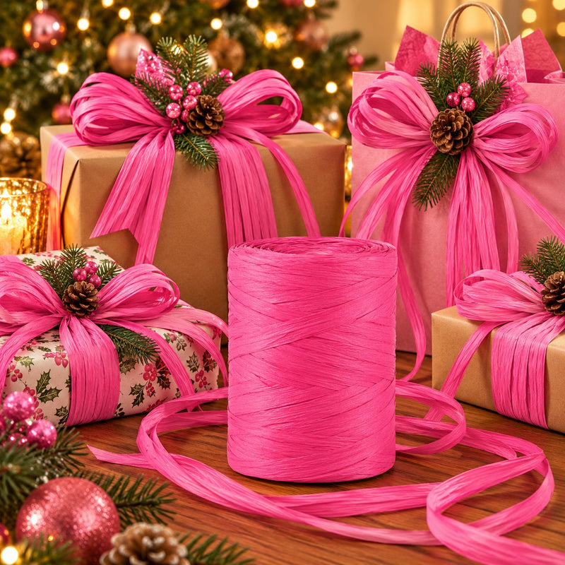 Piovaccari Paper Raphia Fuchsia 5-8 mm x 100 m – Rafia di Carta Fucsia per Decorazioni, Fiocchi, Confezioni Regalo e Fai da Te