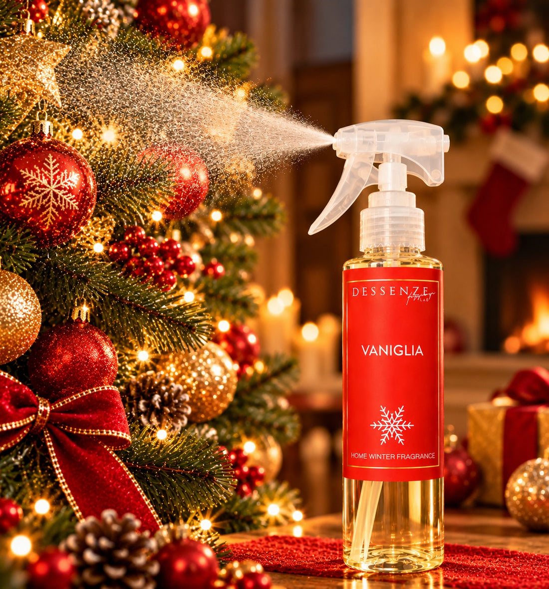 DESSENZE Profumo per Albero di Natale Christmas Spray alla Vaniglia 100 ml – Spray Profumato Natalizio