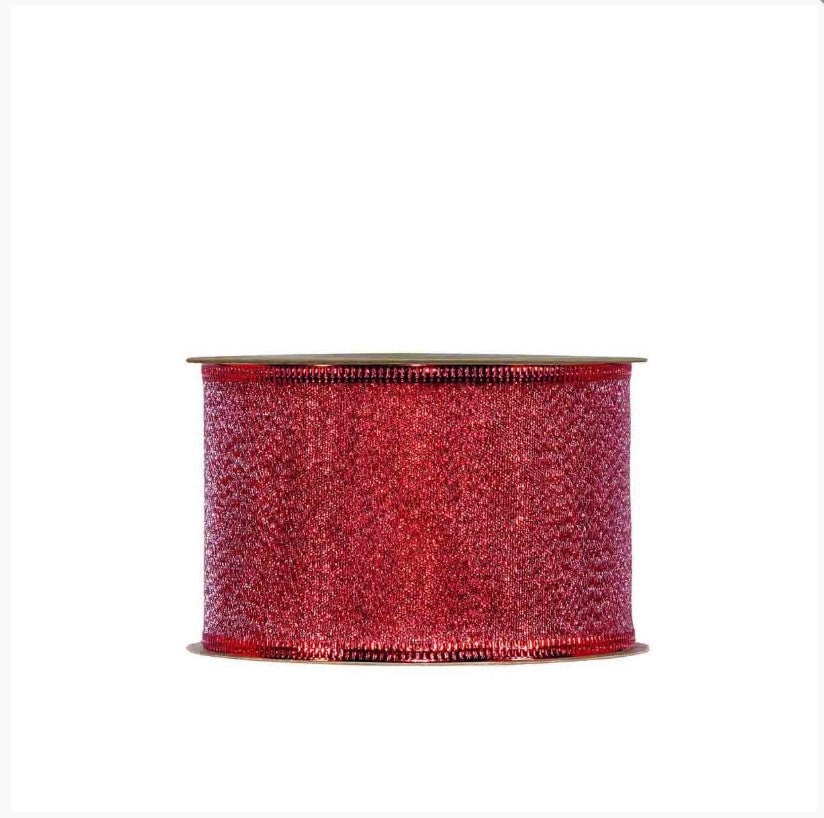 Piovaccari Nastro Amelie Rosso 63 mm x 10 m – Nastro Decorativo Natalizio per Albero di Natale, Fiocchi e Confezioni Regalo