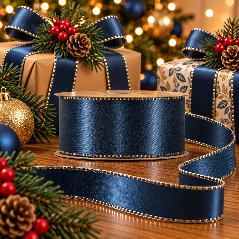 Piovaccari Nastro Satinée Sargassi Sea 40 mm x 20 m – Nastro Satinato Decorativo per Fiocchi, Confezioni Regalo e Decorazioni Natalizie