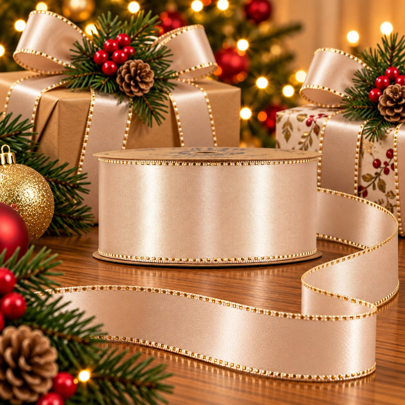 Piovaccari Nastro Satinée Rose Dust 40 mm x 20 m – Nastro Satinato Rosa Antico per Fiocchi, Confezioni Regalo e Decorazioni Natalizie
