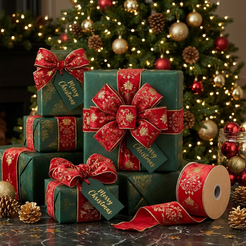 Piovaccari Nastro Lilibeth Rosso 100 mm x 10 m – Nastro Decorativo Natalizio per Albero di Natale, Fiocchi e Confezioni Regalo
