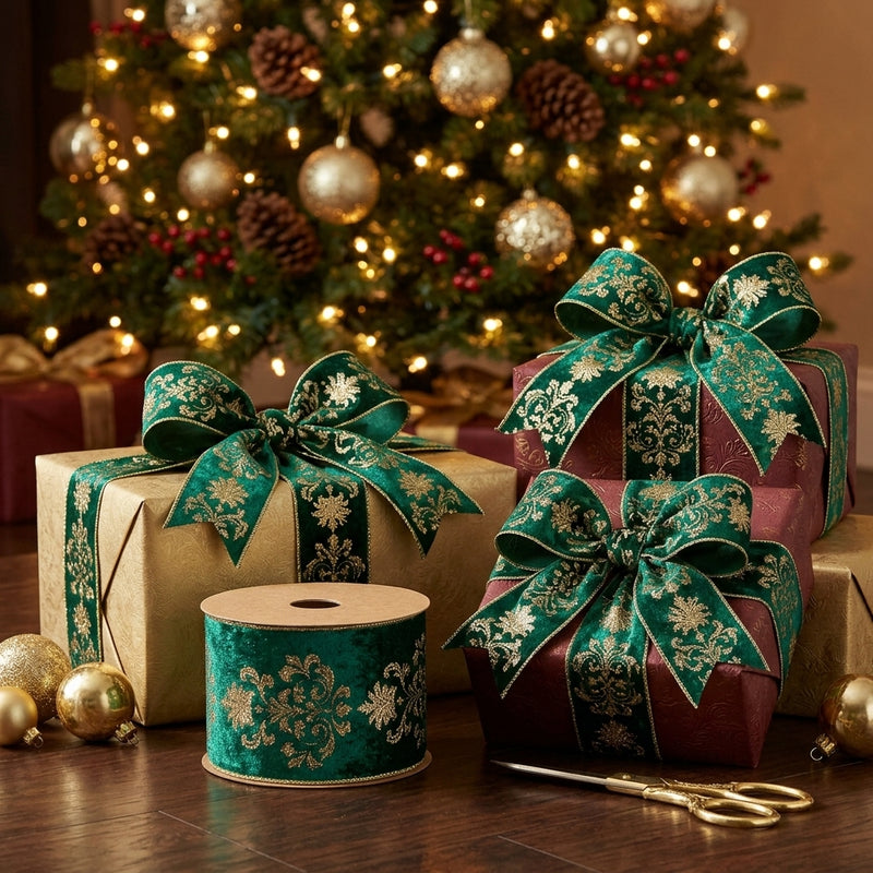Piovaccari Nastro Lilibeth Verde Scuro 100 mm x 10 m – Nastro Decorativo Natalizio per Albero di Natale, Fiocchi e Confezioni Regalo