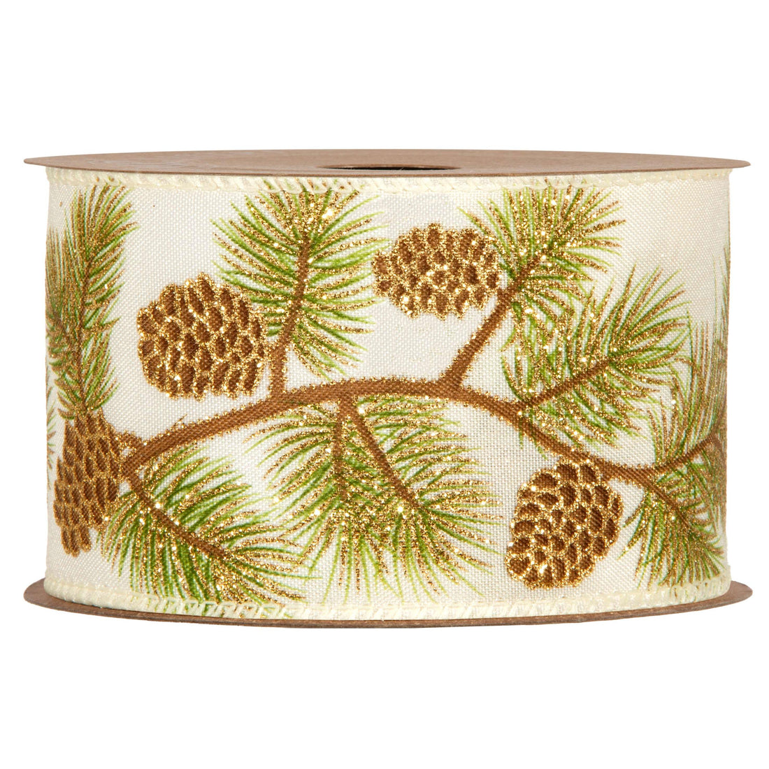 Piovaccari Nastro Pigne 63 mm x 10 m – Nastro Decorativo Natalizio con Motivo Pigne per Albero di Natale, Fiocchi e Confezioni Regalo