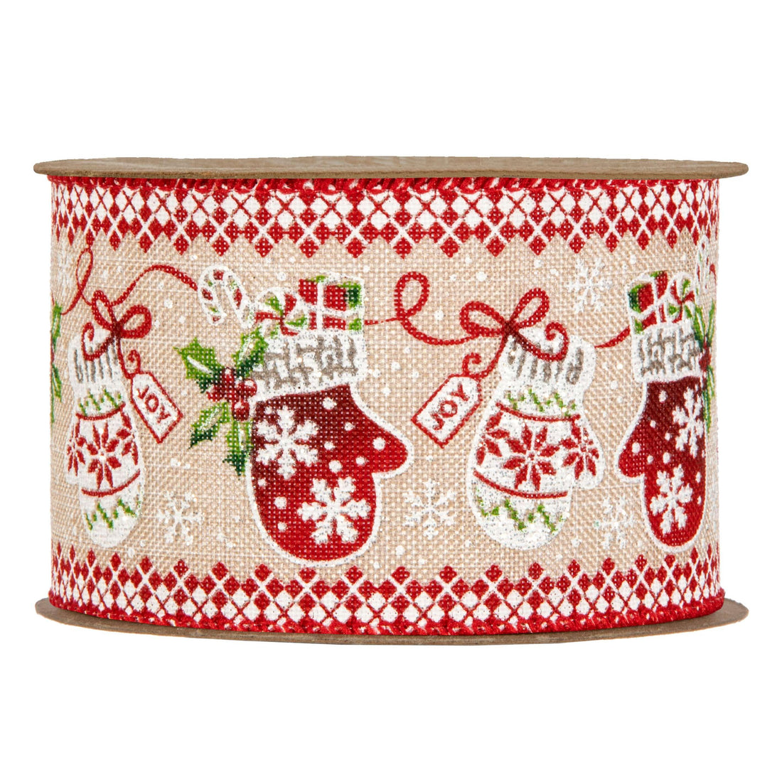Piovaccari Nastro Christmas Gloves 63 mm x 10 m – Nastro Decorativo Natalizio con Motivo Guanti di Natale per Albero, Fiocchi e Confezioni Regalo