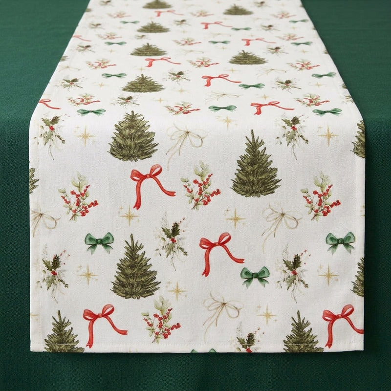 Piovaccari Runner Christmas Tree 28 cm x 2,5 m – Runner Natalizio con Motivo Alberi di Natale per Decorazioni Tavola, Centrotavola e Addobbi Natalizi