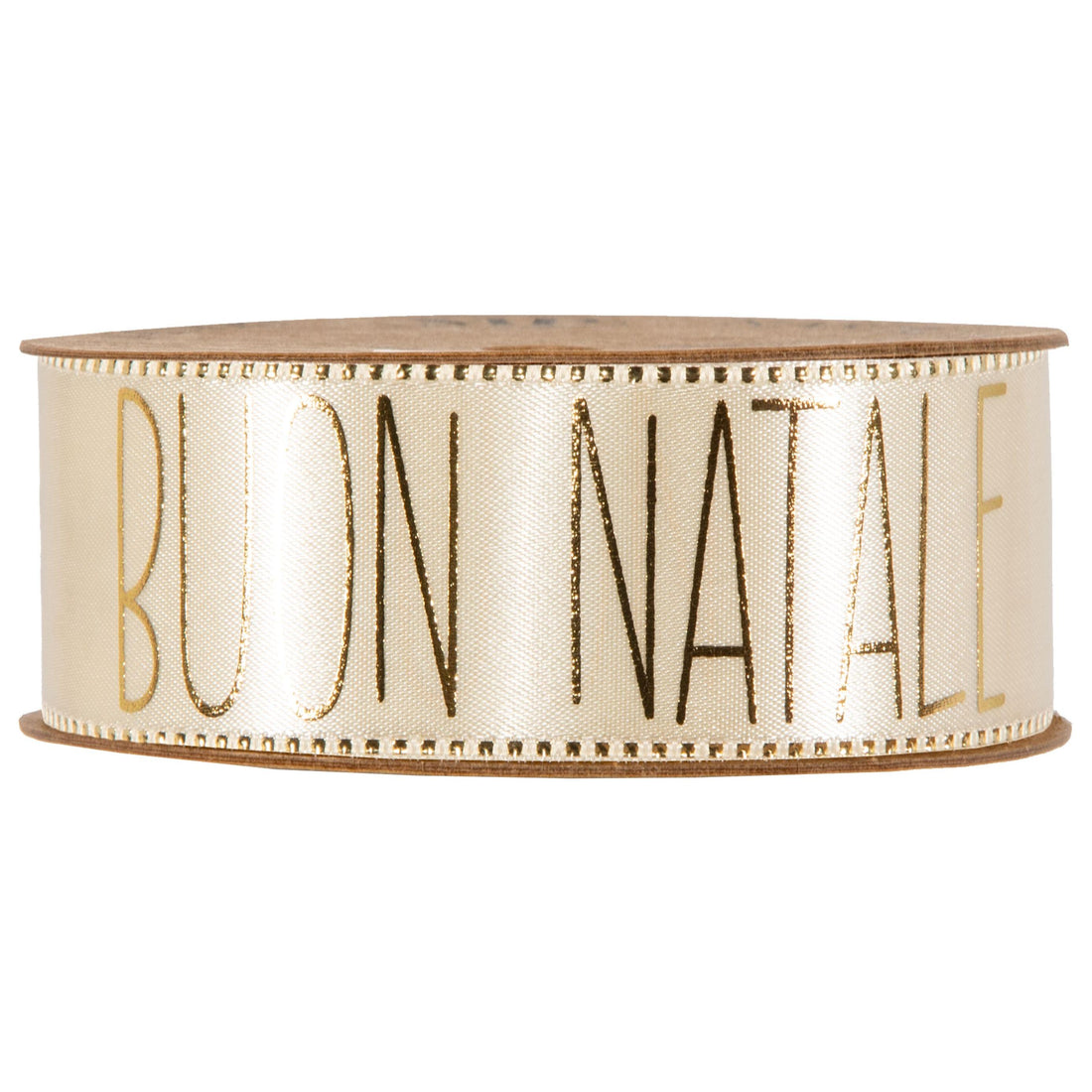 Piovaccari Nastro Buon Natale Cream 40 mm x 15 m – Nastro Decorativo Natalizio Color Crema con Scritta Buon Natale per Albero, Fiocchi, Pacchi Regalo e Addobbi Natalizi
