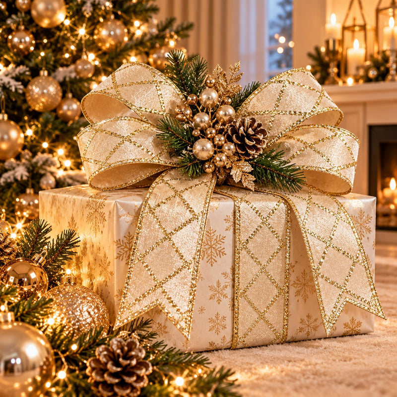 Piovaccari Nastro Rhombus Grigio Tortora 63 mm x 10 m – Nastro Decorativo Natalizio con Motivo a Rombi per Albero di Natale, Fiocchi e Confezioni Regalo